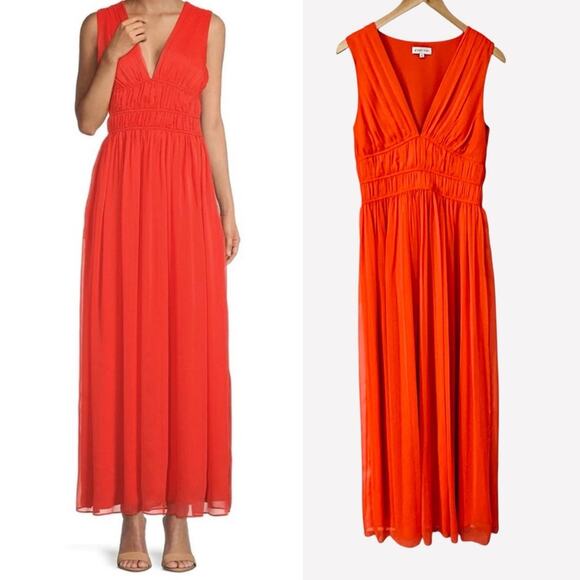 Gianni Bini Rhea Maxi Dress Orange Flowy Wedding Guest Soft Girl Romantic 4 - Picture 1 of 12